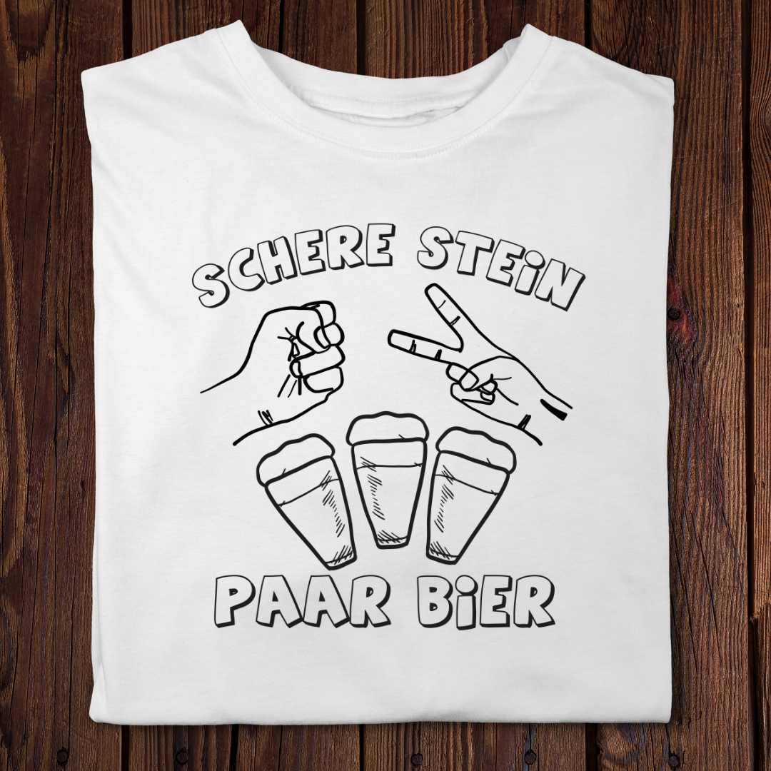 Schere Stein paar Bier